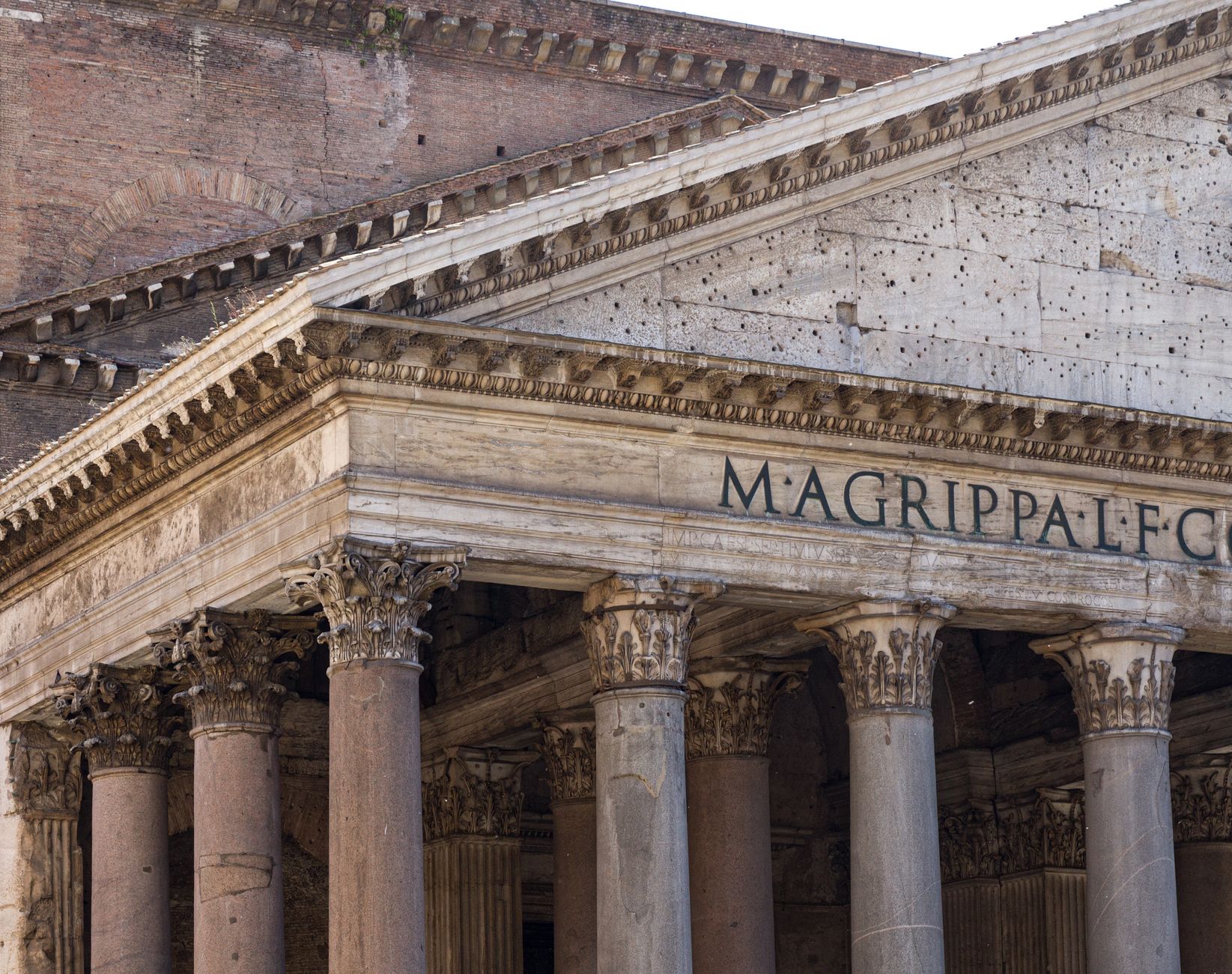 Pantheon facade with Latin inscription